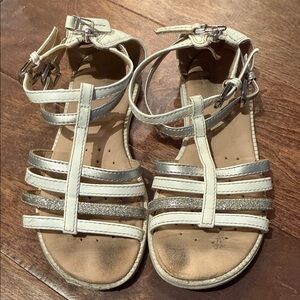Geox Girls White and Silver Strappy Sandals